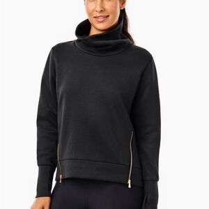Addison Bay Polished Double Knit Zip Everyday Pullover Black  Small C7-010
